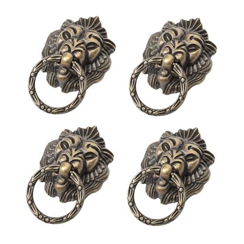 PENIKOKO 4 Stück Vintage Chinesische Möbelgriffe Löwenkopf design Antike Schrankgriffe für Kleiderschrank Kommode Türen Hochwertige Retro ziergriffe von PENIKOKO