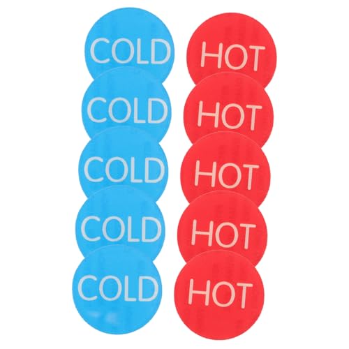 PENIKOKO 5 Paare Selbstklebende Acryl Heiß Kalt Wasseretiketten Aufkleber für Wasserhahn Waschbecken Hotel Restaurant Bad von PENIKOKO