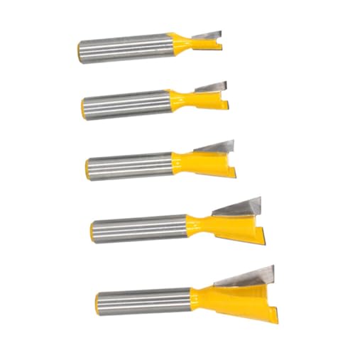 PENIKOKO 5 Stück Teiliges Dovetail Cutter Hartmetallbeschichtet Holzfräser mit Gehärtetem Stahl Schaft Langlebig Hitzebeständig für Möbelbau Treppenstufen und Regalhalter Geeignet von PENIKOKO