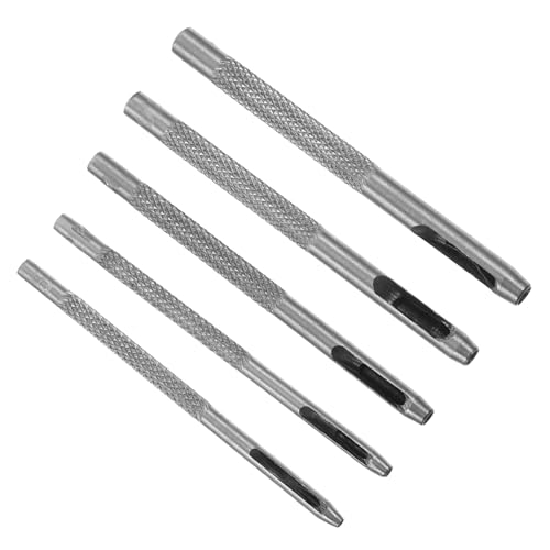 PENIKOKO 5 Stück Teiliges Lederlochstanzer Set aus Langlebigem Wärmebehandeltem mit Verschiedenen Robuster Geriffelter Oberfläche für Ledergürtel Handwerk und DIY Projekte von PENIKOKO