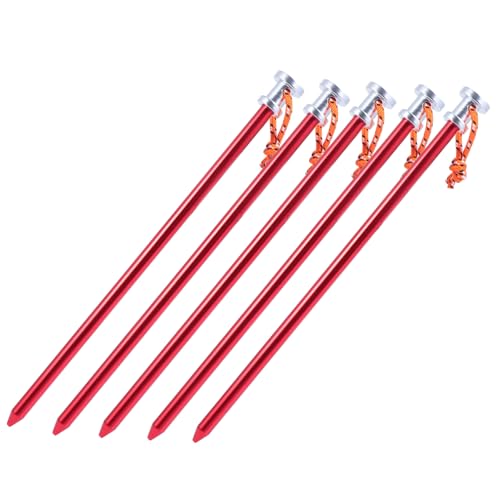 PENIKOKO 5 Stück Teiliges Zeltheringe mit Seil für Outdoor Camping Zelt Robuste Bodenanker für Zelt Markise Pavillon Stabiler Halt Gras Schnee und EIS von PENIKOKO