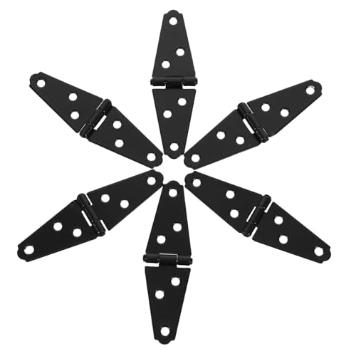 PENIKOKO 6 Stück Schwarze Schwerlast scharniere aus Eisen Robustes Tee scharnierset mit Schrauben Vielseitig für Garten Zaun Schuppen Holztüren Einfache Montage Langlebig und Modern von PENIKOKO