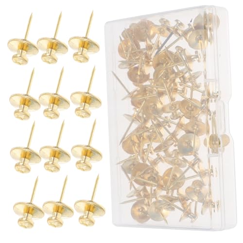 PENIKOKO 60 Stück Schwere Doppelseitige Reißnägel aus Zinklegierung Flache Köpfe für Wand und Korktafel Sichere Bildaufhänger für Wohnzimmer Büro und Galerie Goldfarbene Stern Design von PENIKOKO