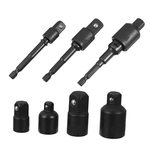 PENIKOKO 7 Stück Teiliges Steckschlüssel Adapter Set aus Gehärtetem Stahl Schraubendreher Umrüstsatz mit Reduzierstücken und Verlängerungen Korrosionsgeschützt mit Federring für Sicheren PENIKOKO 7 Stück Teiliges Steckschlüssel Adapter Set aus Gehärtetem Stahl Schraubendreher Umrüstsatz mit Reduzierstücken und Verlängerungen Korrosionsgeschützt mit Federring für Sicheren von PENIKOKO
