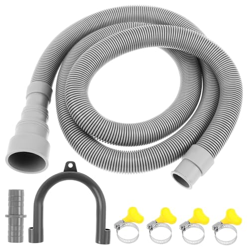 PENIKOKO Ablaufschlauch Verlängerung für Waschmaschine Spülmaschine Flexibler Wasser Abflussschlauch mit Anschluss U Halterung Gelbe Schellen Effiziente Entwässerung von PENIKOKO