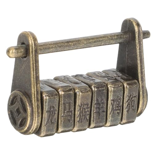 PENIKOKO Antikes Chinesisches Zahlenschloss Vintage Stil Kleine Kombination Schloss aus Zinklegierung Dekoratives Retro Vorhängeschloss mit Chinesischen Schriftzeichen für Schmuckkästen von PENIKOKO