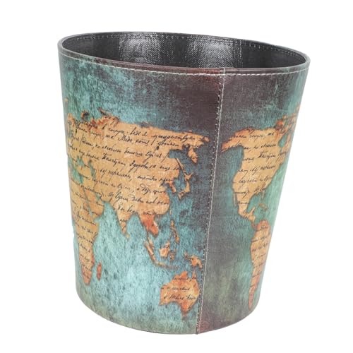 PENIKOKO Britischer Stil Abfalleimer Vintage Mülleimer ohne Deckel Retro Karte Design Umweltfreundlich Praktisch für Zuhause und Büro von PENIKOKO
