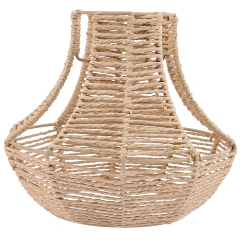 PENIKOKO Dekorativer Imitations Rattan Lampenschirm Geflochtene Pendelleuchte Lampenabdeckung Langlebig für Wohnzimmer Esszimmer Hotel Restaurant Beleuchtung von PENIKOKO