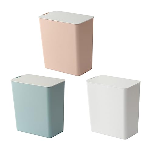 PENIKOKO Desktop Mini Mülleimer mit Deckel Weißer Kunststoff Abfalleimer für Schreibtisch für Büro Bad und Zuhause um Kleinen Müll und Recycling zu Sammeln von PENIKOKO