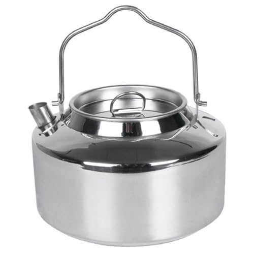 PENIKOKO Edelstahl Camping Wasserkessel Faltbarer Ergonomischer Outdoor Wasserkocher Vielseitiger Teekessel für Gasherd und Induktionskochfeld Praktischer Hitzebeständiger Wasserbehälter von PENIKOKO