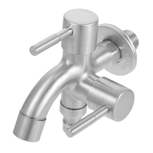 PENIKOKO Edelstahl Wasserhahn Verlängerung mit Doppel Auslauf Multifunktionaler Waschmaschinen Wasserhahn Verteiler mit Ventilen für Küche und Bad Einfache Montage von PENIKOKO