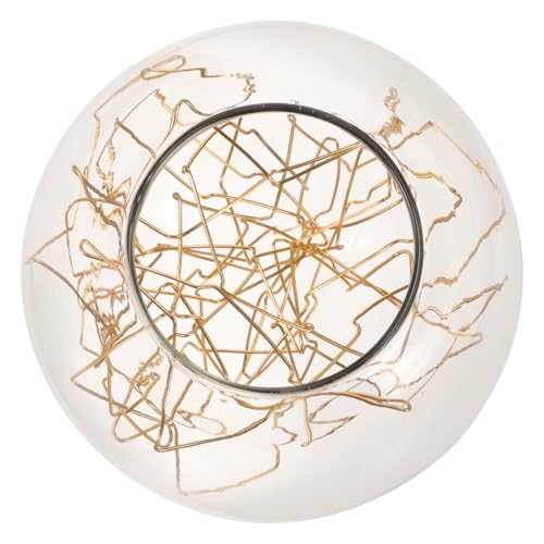 PENIKOKO Glas Lampenschirm Rund Transparent mit Goldener Innenverzierung Einzigartiges Drahtdesign Langlebig und Einfach zu Montieren für Deckenpendelleuchten und Moderne Beleuchtung von PENIKOKO