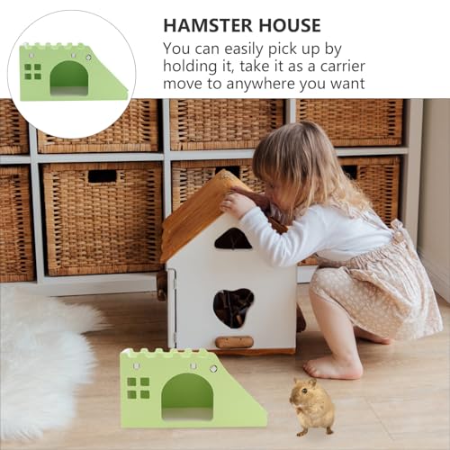 PENIKOKO Hamster Holzhaus Mehrkammernhaus mit Leiter Pet Playing House für Kleintiere Innenbereich Versteck und Aktivitätsspielzeug Abnehmbar und Leicht zu Reinigen Grün von PENIKOKO