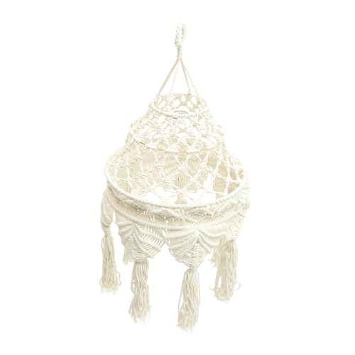 PENIKOKO Handgefertigter Baumwollseil Lampenschirm Abnehmbar Sanftes Licht Langlebig Gewebte Pendelleuchte für Wohnzimmer und Balkon Einfache Montage und Reinigung von PENIKOKO