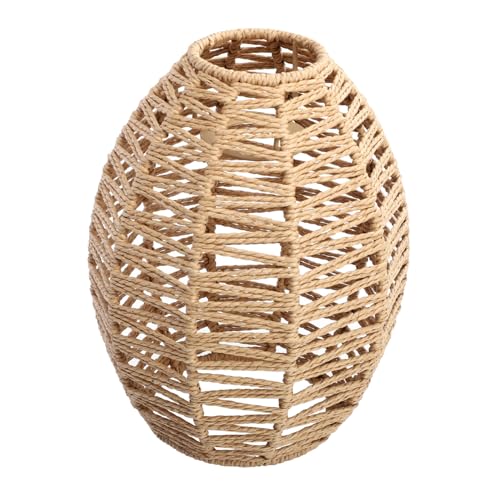 PENIKOKO Handgefertigter Handgewebter Lampenschirm aus Papierseil Konischer Pendelleuchten Schirm in Khaki Stilvoll für Restaurant Hotel und Wohnzimmer Natürlicher Boho Rattan Look Robust von PENIKOKO