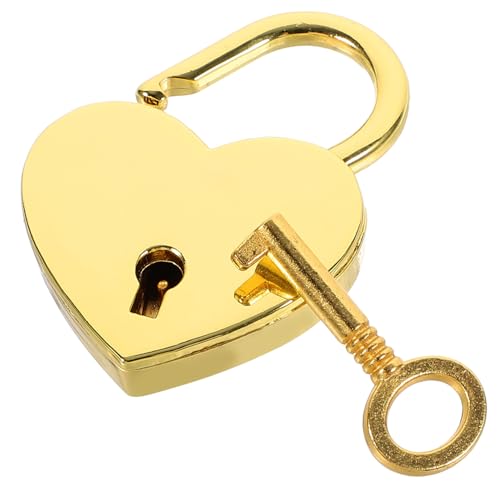 PENIKOKO Herzförmiges Kleines Vorhängeschloss mit Schlüssel Metall Liebesschloss in Gold für Schmuckschatullen Tagebücher Koffer und Rucksäcke Dekorativ und Sicher PENIKOKO Herzförmiges Kleines Vorhängeschloss mit Schlüssel Metall Liebesschloss in Gold für Schmuckschatullen Tagebücher Koffer und Rucksäcke Dekorativ und Sicher von PENIKOKO