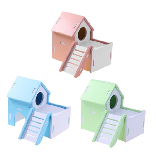 PENIKOKO Holz Hamsterhaus Doppelstöckig Hütte mit Leiter Versteck Schlafplatz für Zwerghamster Kleintiere aus Naturholz und Sicher Geeignet für Hamster Mäuse und Andere Kleine Tiere von PENIKOKO