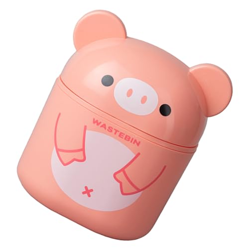 PENIKOKO Kleiner Desktop mülleimer mit Deckel Cartoon abfallbehälter für Schlafzimmer und Büro Kompakter Tischabfalleimer für Schreibtisch und Wohnzimmer Platzsparender Leichter von PENIKOKO