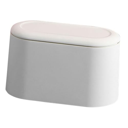 PENIKOKO Kleiner Desktop mülleimer mit Pressdeckel Kompakter Kunststoff abfallbehälter für Schreibtisch Leichter Mini tisch abfalleimer für Büro Schlafzimmer Haushalt Tragbar und Modern von PENIKOKO