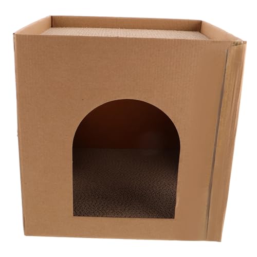 PENIKOKO Kratznest Katzenbett aus Robustem Wellpappensofa mit Großem Quadratischem Kratzbrett Multifunktional als Kratzmatte und Gemütliches Katzenhaus für Entspanntes von PENIKOKO