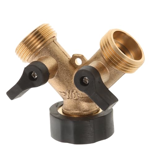 PENIKOKO Kupfer Doppel Kugelhahn Verteiler Wege Schlauchanschluss mit Absperrventil Einstellbarer Gartenschlauch Adapter für Waschmaschinen und Bewässerungssysteme Robust und von PENIKOKO