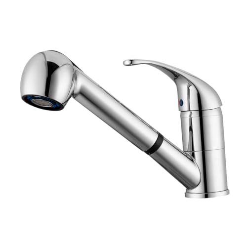 PENIKOKO Kupferkalt und Heißwasser Küchenarmatur aus Zinklegierung mit Ausziehbarem Schlauch Drehbar Spültisch Wasserhahn für Waschtisch Einfache Montage Langlebig und Rostfrei von PENIKOKO