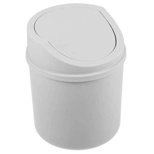 PENIKOKO Mini Mülleimer mit Deckel Kompakter Tischabfalleimer aus Robustem Geruchsdicht Dank Schwingdeckel Vielseitig für Büro Wohnzimmer und Küche Leicht zu Reinigen Graue Ausführung von PENIKOKO