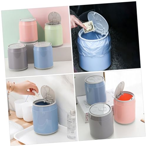 PENIKOKO Mini Tischmülleimer mit Deckel Kleiner Stabiler Kunststoff Desktop Papierkorb für Büro Schlafzimmer Geruchsdicht und Platzsparend Dekorativer Mini Abfalleimer für Zuhause von PENIKOKO