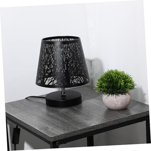 PENIKOKO Moderner Lampenschirm aus Metall mit Hohlem Baum Muster Kleiner Tischlampenschirm in Schwarz Wohnzimmer und Schlafzimmergeeignet Langlebig und Einfach zu Reinigen von PENIKOKO
