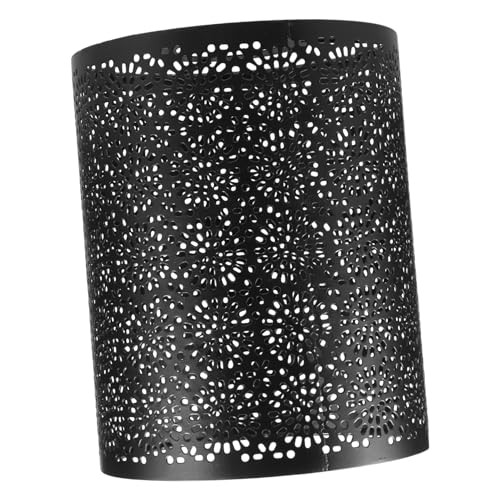 PENIKOKO Moderner Metall lampenschirm Schwarz Dekorative Hohlraum blumenmuster Deckenlampen abdeckung Wiederverwendbarer Zylindrischer Lampenschirm für Esszimmer Bar Wohnzimmer von PENIKOKO