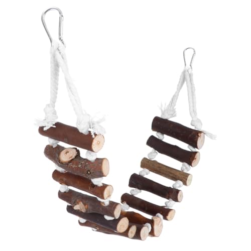 PENIKOKO Parrot Wood Bridge Breit Natürliches Kauspielzeug Hängende Vogelleiter für Wellensittiche Papageien Nymphensittiche Klettern Vogelkäfig Zubehör von PENIKOKO