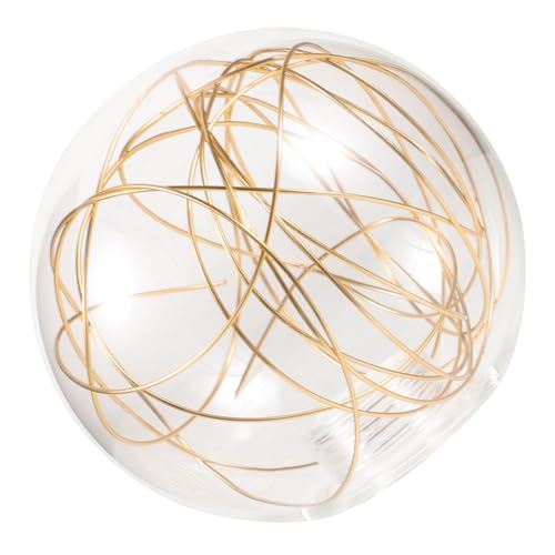 PENIKOKO Runder Aluminiumdraht Lampenschirm Ømm Fassung Transparente Glaskugel mit Goldfarbenem Aluminiumdraht Ersatz für Pendelleuchte Modernes Design Langlebig und Dekorativ von PENIKOKO