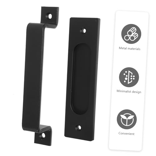 PENIKOKO Schwerer Schwarzer Metall Schiebetürgriff für Scheunentore Langlebiger und Robuster Türgriff Minimalistisches Design Einfache Montage für Schwere Schiebetüren von PENIKOKO