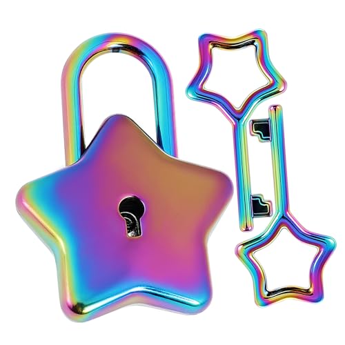 PENIKOKO Sternförmiges Vorhängeschloss mit Schlüssel Langlebiges Rostfreies DIY schloss für Tagebücher Schmuckkästen und Handtaschen Dekoratives Mädchen schloss für Schmuck und Notizbücher von PENIKOKO