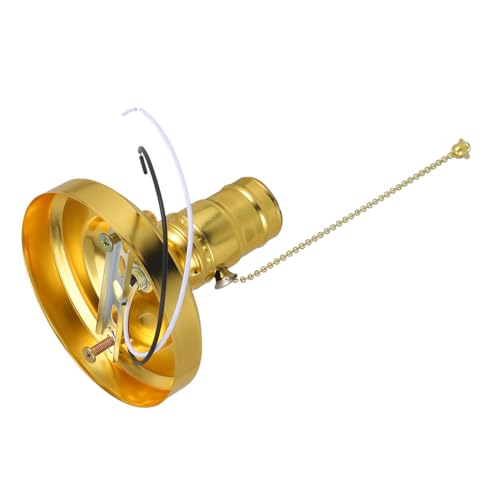 PENIKOKO Vintage Lampenfassung mit Zugschalter Robuster Glühbirnenhalter aus Kompatibel für Decken und Wandleuchten Langlebiges DIY Lichtzubehör Goldfarbener Schraubring PENIKOKO Vintage Lampenfassung mit Zugschalter Robuster Glühbirnenhalter aus Kompatibel für Decken und Wandleuchten Langlebiges DIY Lichtzubehör Goldfarbener Schraubring von PENIKOKO