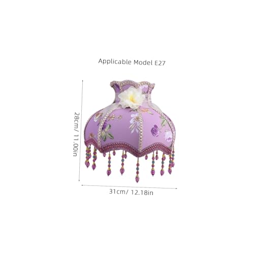 PENIKOKO Vintage Lampenschirm im Prinzessinnen stil mit Lila Blumenanhänger Dekorativer Lampenschirm für Tisch Wandleuchte Hochwertiger Stoff Einfach zu Montieren Romantische Beleuchtung von PENIKOKO