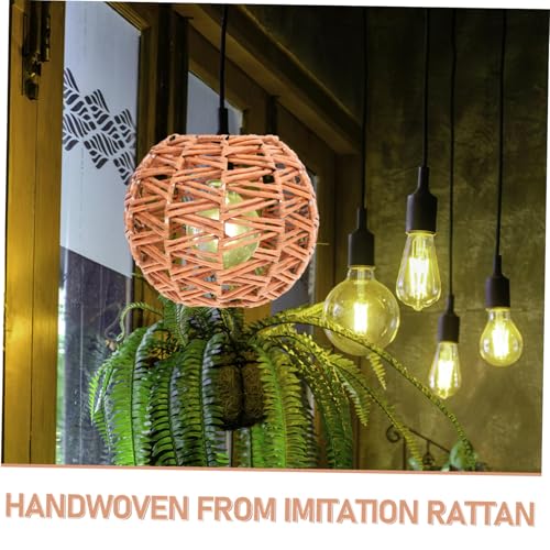 PENIKOKO Vintage Rattan Lampenschirm Geflochten Deckenlampe Ersatzschirm für Pendelleuchte Stehlampe Wandlampe Retro Stil für Küche Esszimmer Flur von PENIKOKO