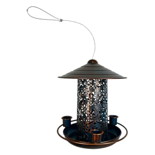 PENIKOKO Vogel Futterspender zum Aufhängen Wetterfester Vogel Futterhalter für Draußen Dekorative Futterstation für Garten und Robustes Design für Wildvögel Kupferfarbe von PENIKOKO