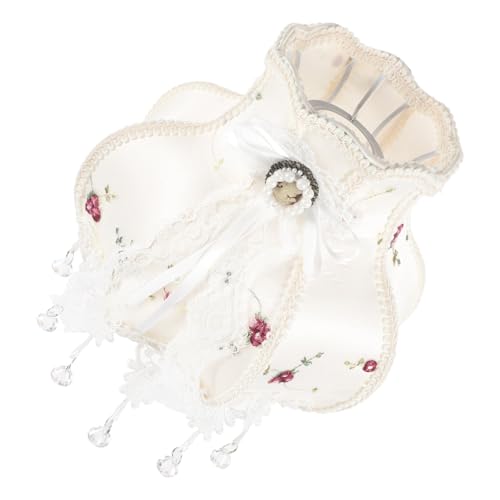 PENIKOKO Weiße Vintage Lampenschirm Fassung Spitzenstoff Deckenlampe Kronleuchter Lampenabdeckung Europäischer Stil Elegante Dekoration für Wohnzimmer Schlafzimmer von PENIKOKO