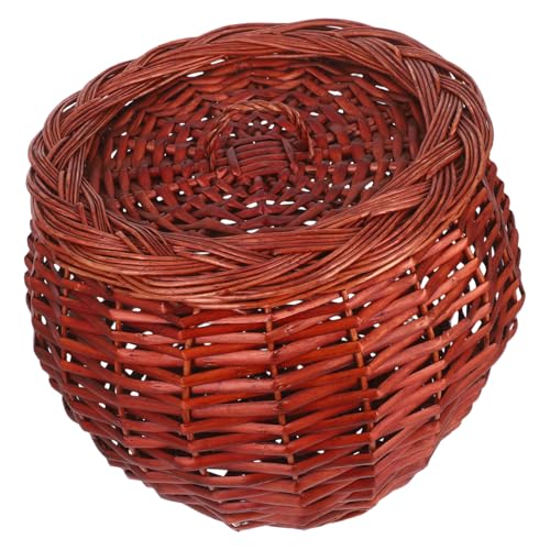 PENIKOKO Wicker Aufbewahrungskorb mit Deckel Großer Geflochtener Eierkorb Vielseitiger Küchenorganizer für Kartoffeln Obst und Gemüse Leichter und Robuster Haushalt Aufbewahrungskorb von PENIKOKO