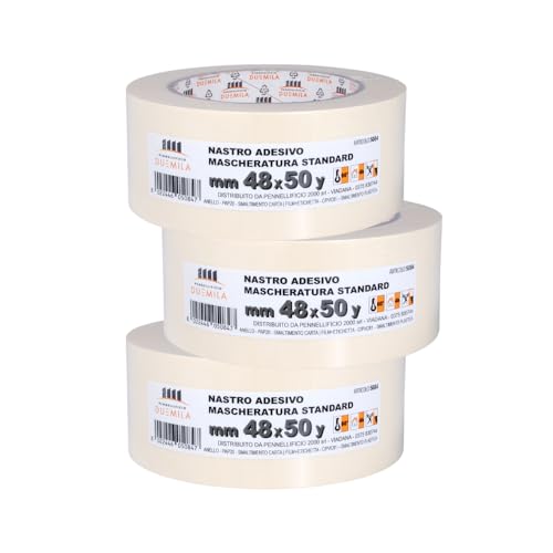 PENNELLIFICIO 2000 | 3er-Set Papierbänder zum Abdecken und Malern, rückstandsfreies Entfernen, schmutzabweisend, Größe 48 mm x 45 m – Made in Italy von PENNELLIFICIO