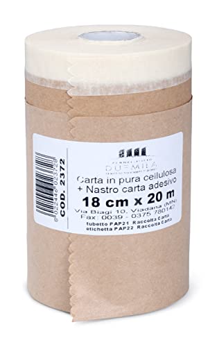 pennellificio 2000 | Rolle aus Papier mit Klebeband, Abdeck-Set, Schutz von Wänden, Sockelleisten, Möbeln, Größe 18 cm x 20 m – Made in Italy von PENNELLIFICIO 2000