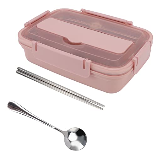 FrüHstüCksbox, Bento Box 4 FäCher Verschiedene Designs Besteck aus Edelstahl 304 Kompakt Leicht FüR den AußEnbereich FüR Schule, BüRo (Rosa) von PENO