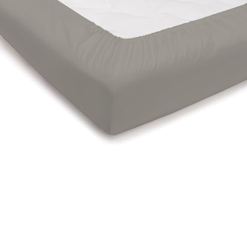 PENSIERI DELICATI Bettlaken für Einzelbett 90 x 200 cm, einfarbiges Spannbettlaken mit 25 Ecken, 100% Baumwolle, hergestellt in Italien, Farbe Champagner von PENSIERI DELICATI