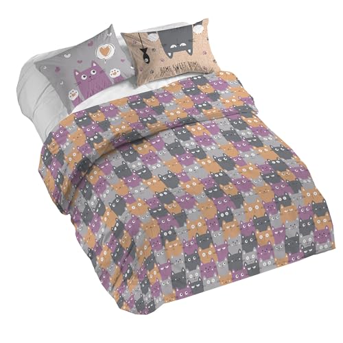 PENSIERI DELICATI Bettwäsche-Set für Doppelbett, 100% Baumwolle, komplett mit Bettbezug 250 x 200 cm und 2 Kissenbezügen 52 x 82 cm, hergestellt in Italien, maschinenwaschbar bei 40 °C, Muster PENSIERI DELICATI Bettwäsche-Set für Doppelbett, 100% Baumwolle, komplett mit Bettbezug 250 x 200 cm und 2 Kissenbezügen 52 x 82 cm, hergestellt in Italien, maschinenwaschbar bei 40 °C, Muster von PENSIERI DELICATI