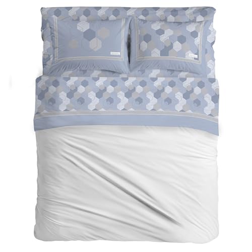 PENSIERI DELICATI Bettwäsche-Set für Doppelbett, Flanell, 100% Baumwolle, warm und weich, für Doppelbett 180 x 200 cm, inklusive Spannbettlaken, Bettbezug und 2 Kissenbezüge, hergestellt in Italien, von PENSIERI DELICATI