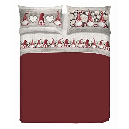 PENSIERI DELICATI Bettwäsche-Set für Ehebett aus 100% Baumwolle, Bettwäsche für Doppelbett 180x200 Inklusive Unterlaken, Oberlaken und 2 Kissenbezügen, Made in Italy, Zwerge Rot Fantasie PENSIERI DELICATI Bettwäsche-Set für Ehebett aus 100% Baumwolle, Bettwäsche für Doppelbett 180x200 Inklusive Unterlaken, Oberlaken und 2 Kissenbezügen, Made in Italy, Zwerge Rot Fantasie von PENSIERI DELICATI