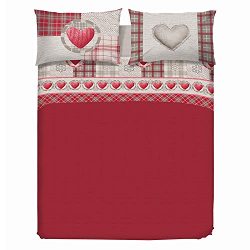 PENSIERI DELICATI Bettwäsche-Set für Ehebett aus 100% Baumwolle, Bettwäsche für Doppelbett 180x200 inklusive Unterlaken, Oberlaken und 2 Kissenbezügen, Made in Italy, Rot Love Mountain Fantasie PENSIERI DELICATI Bettwäsche-Set für Ehebett aus 100% Baumwolle, Bettwäsche für Doppelbett 180x200 inklusive Unterlaken, Oberlaken und 2 Kissenbezügen, Made in Italy, Rot Love Mountain Fantasie von PENSIERI DELICATI