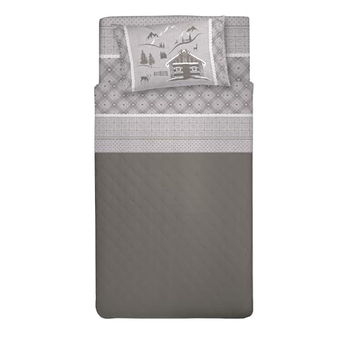 PENSIERI DELICATI Bettwäsche-Set für Einzelbett, 100% Baumwolle, Bettwäsche-Set für Einzelbett, 90 x 200 cm, inklusive Spannbettlaken, Bettlaken und 1 Kissenbezug, hergestellt in Italien, Muster von PENSIERI DELICATI
