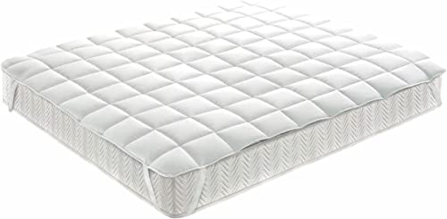 PENSIERI DELICATI Matratzenauflage für Doppelbett, 100% Polyester, bügelfrei, mit Gummibändern, ideale Lösung zur Erneuerung der Matratze, hergestellt in Italien, Farbe Weiß von PENSIERI DELICATI